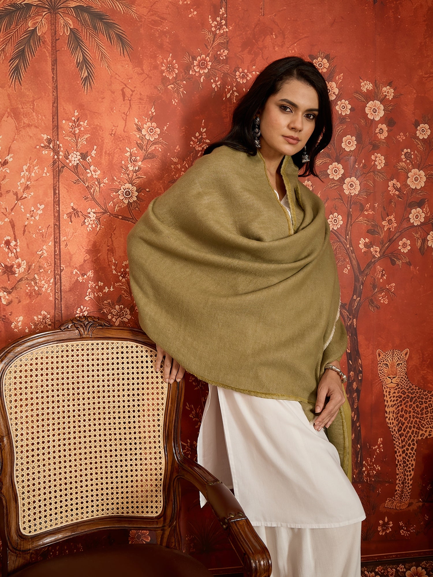 Olive & Mustard Colorblocked Reversible Stole