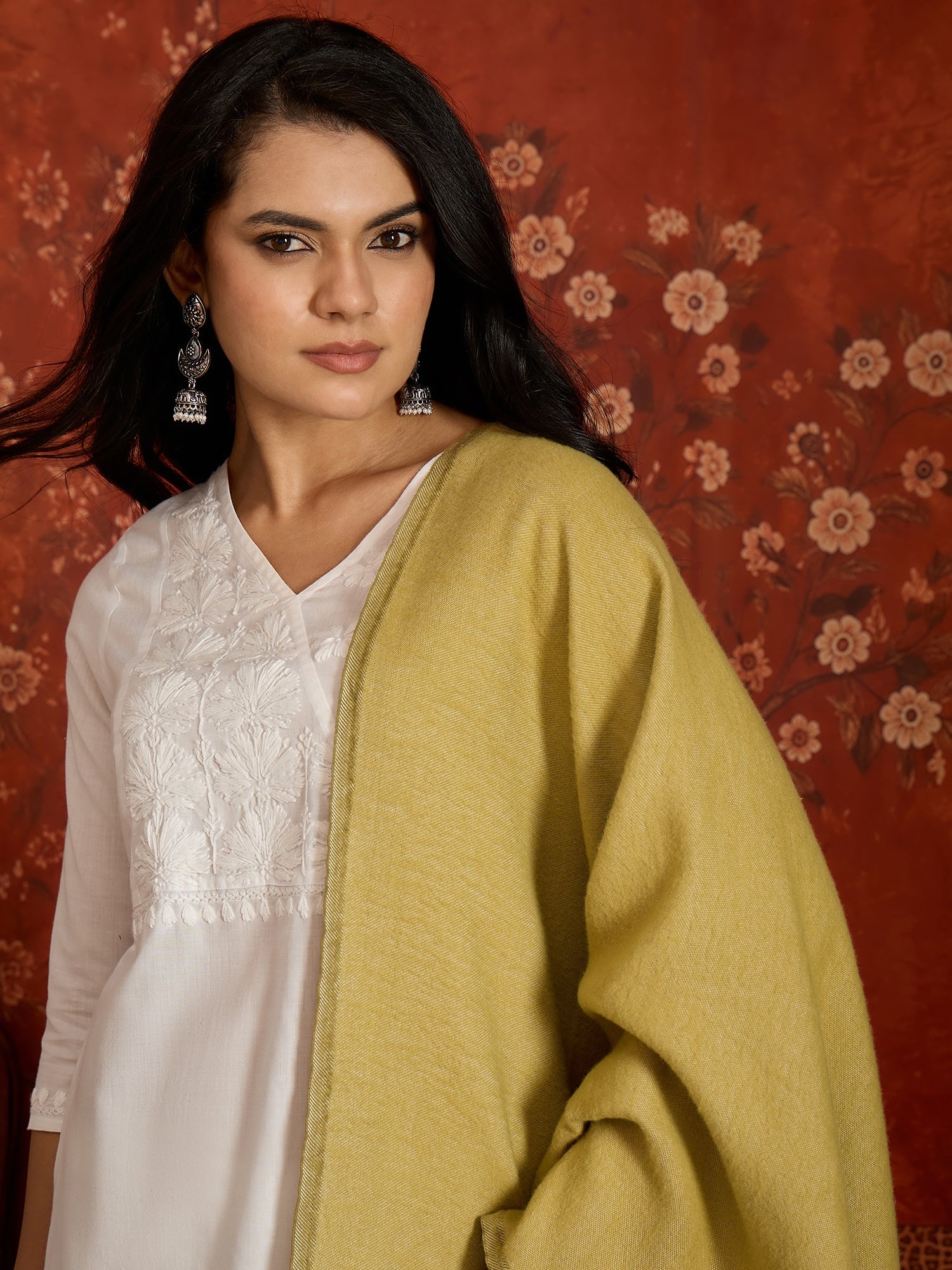 Olive & Mustard Colorblocked Reversible Stole