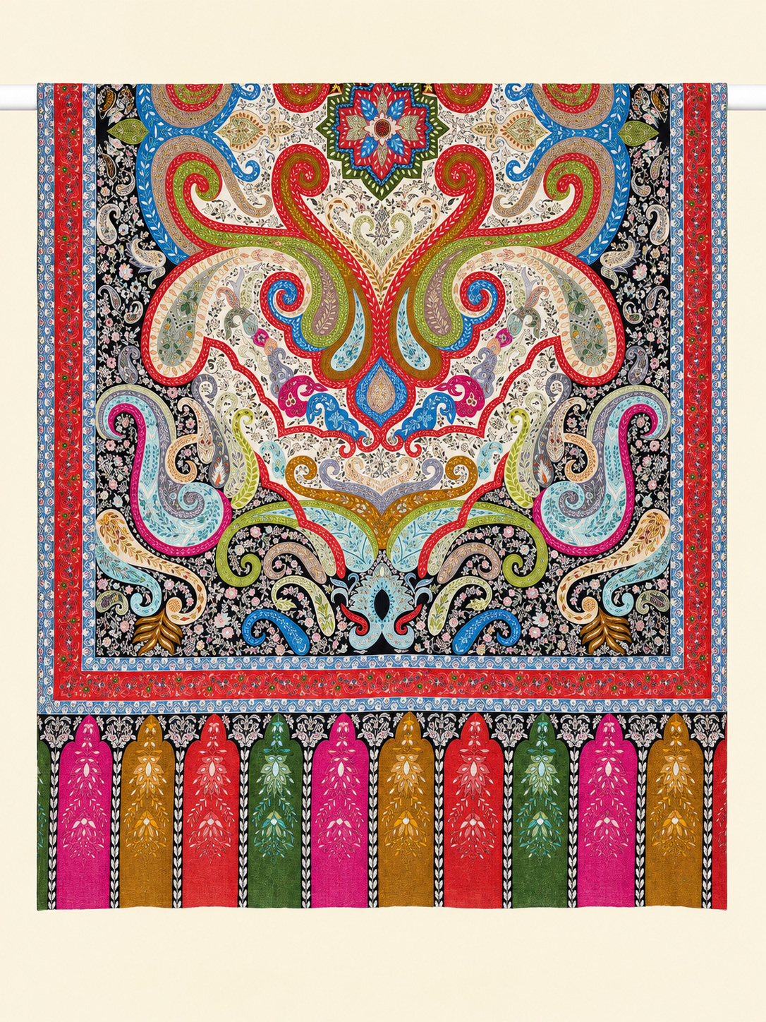 Red Kalamkari Ethnic Motifs Shawl