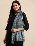 Blue Printed Stole