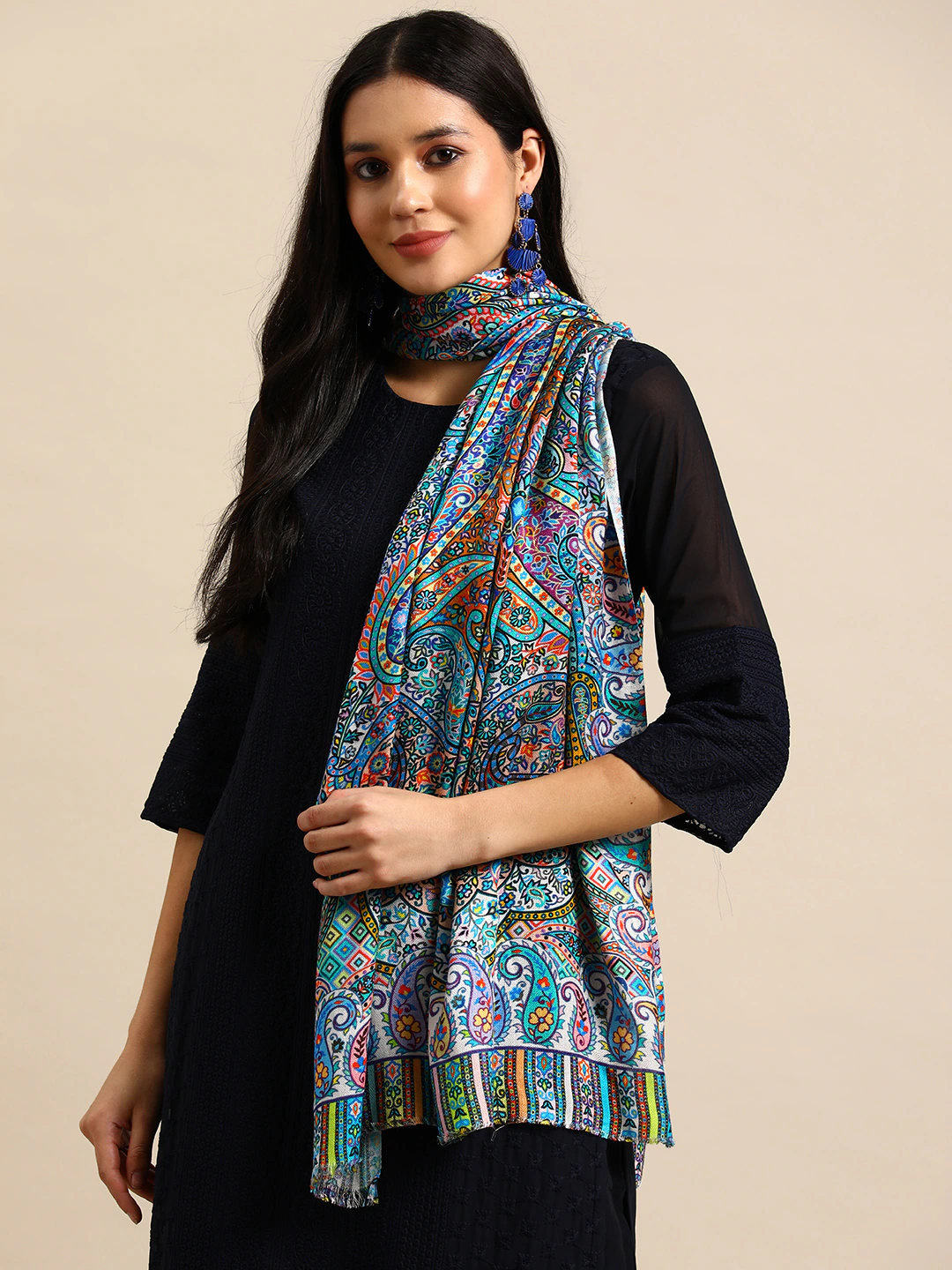 Blue Printed Stole