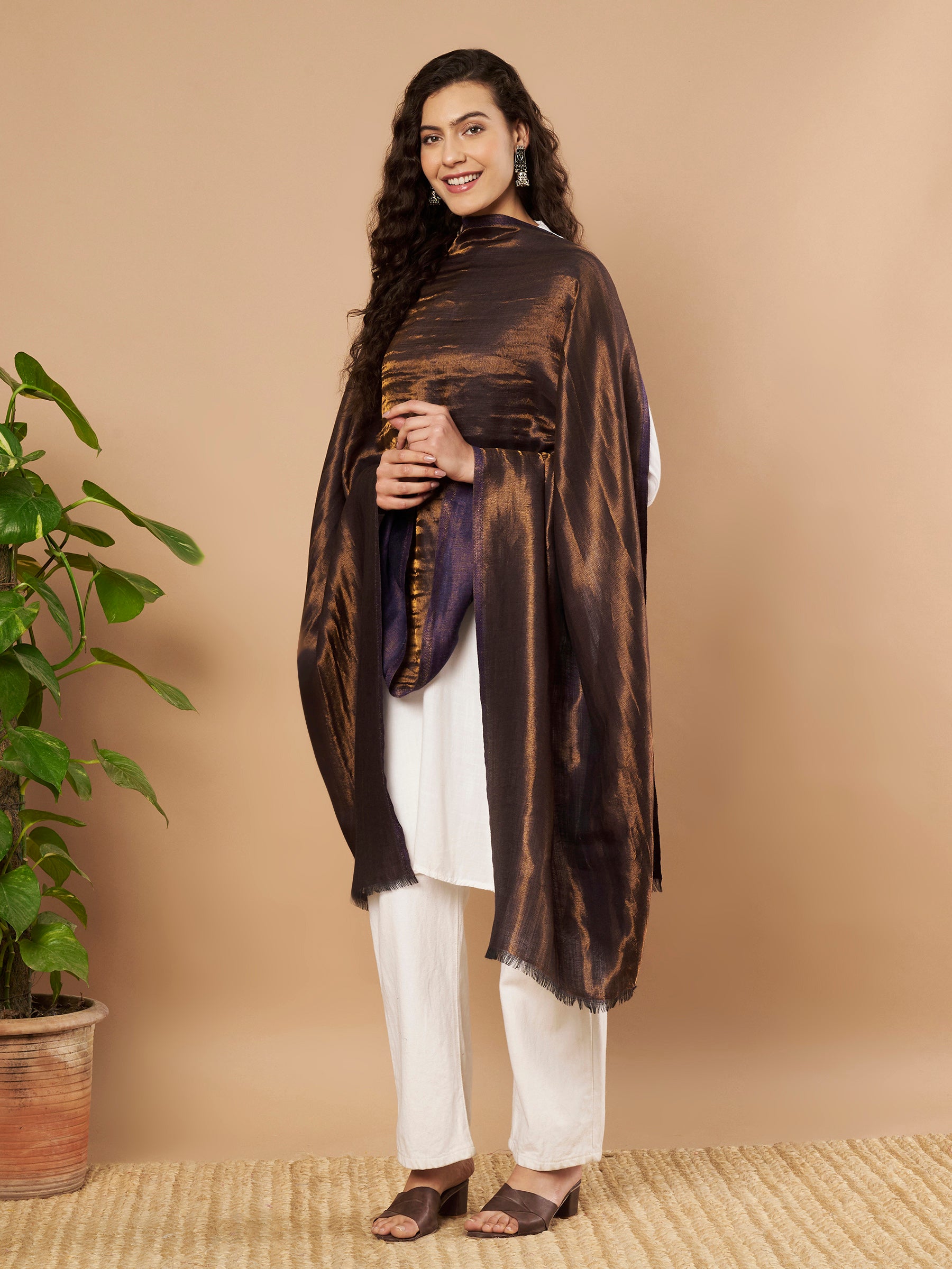 Zari Reversible Stole - Blue