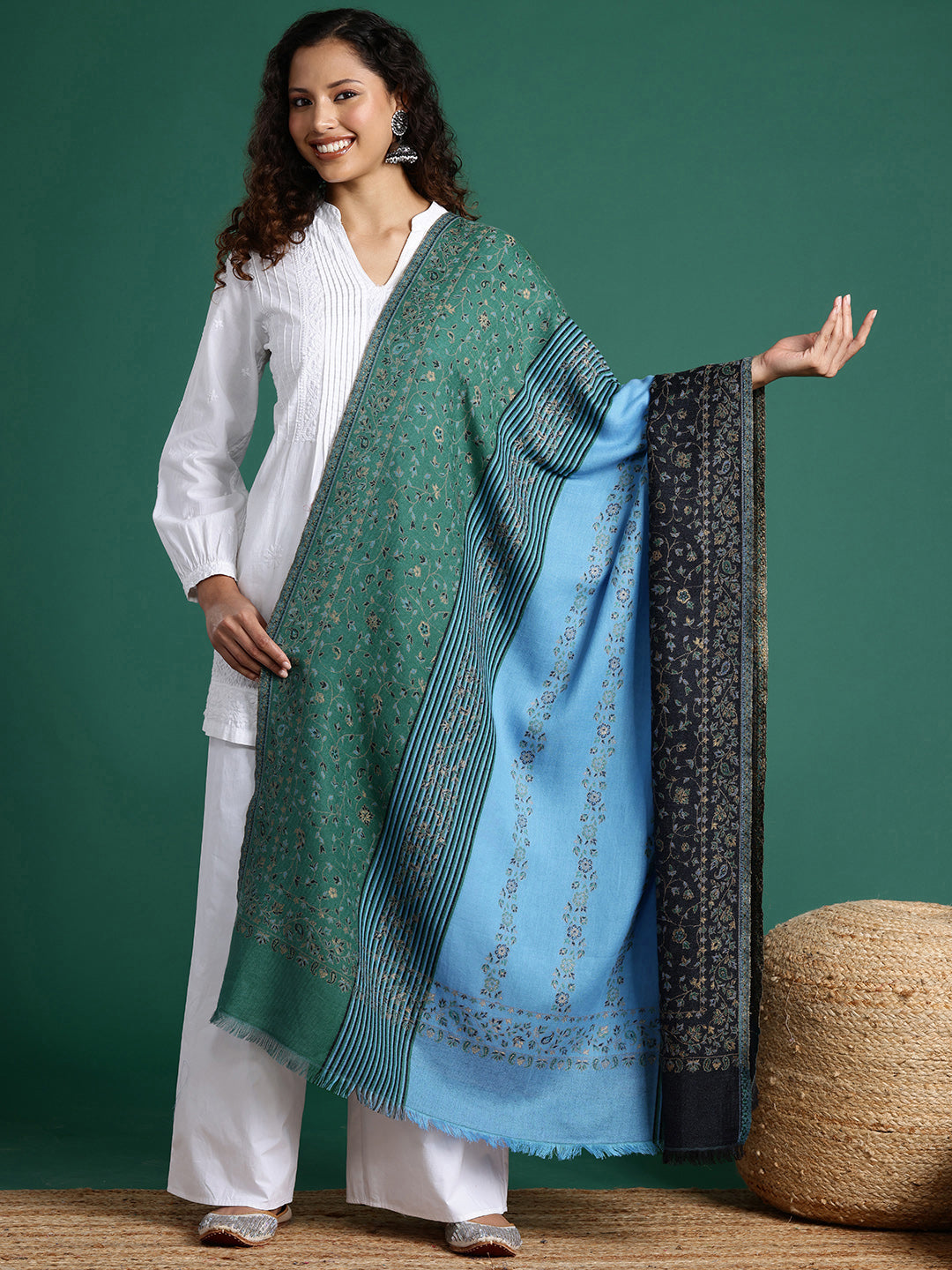 Floral Woven Design Shawl