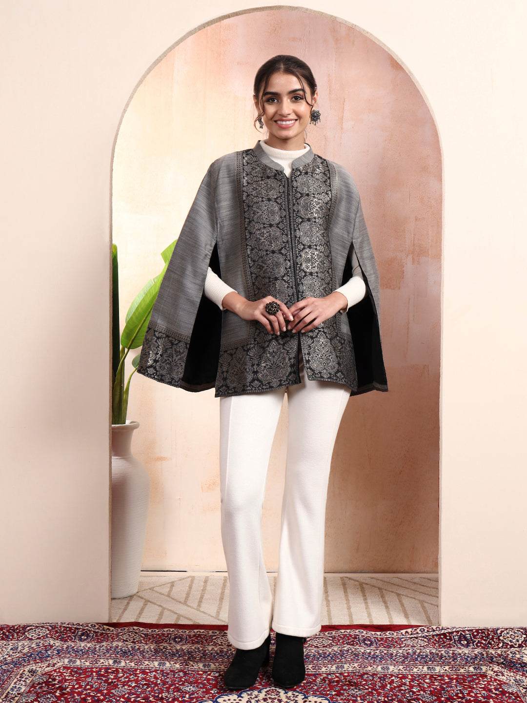 Arohi Grey kaani cape Jacket