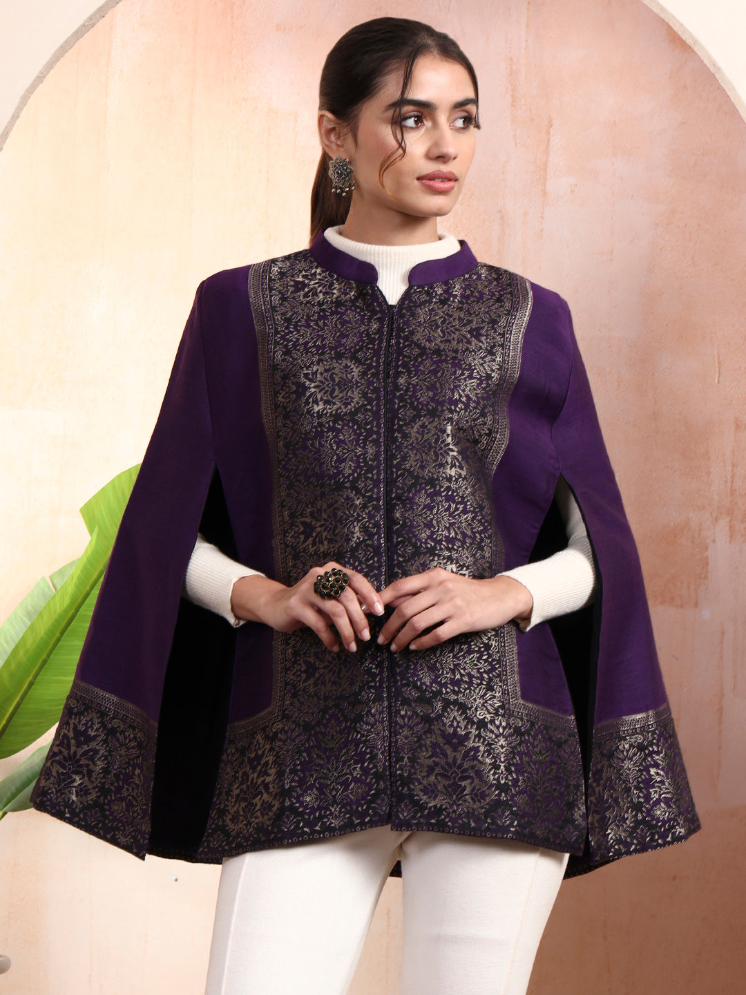 Arohi purple kaani cape Jacket