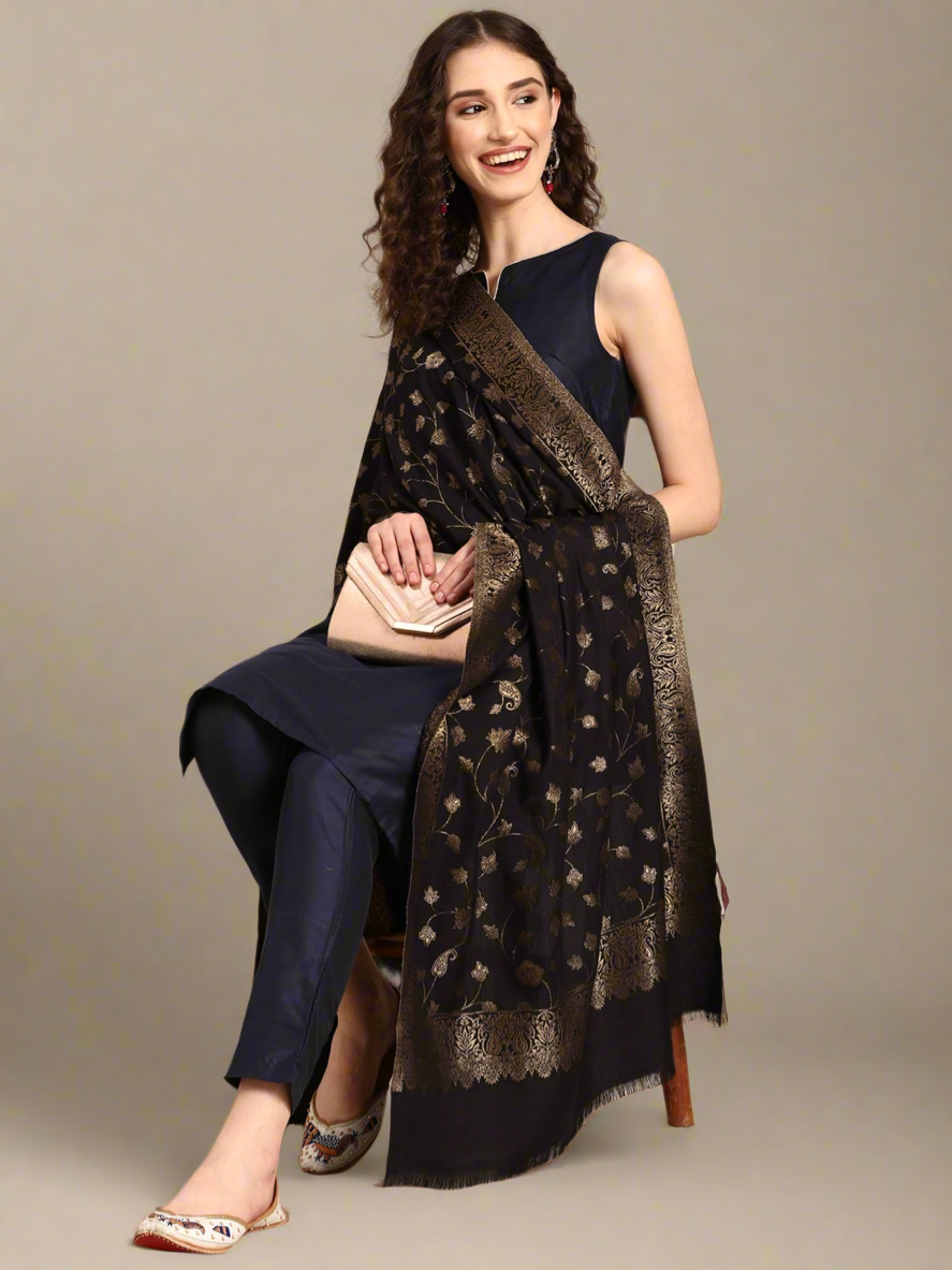 Black Zari Stole