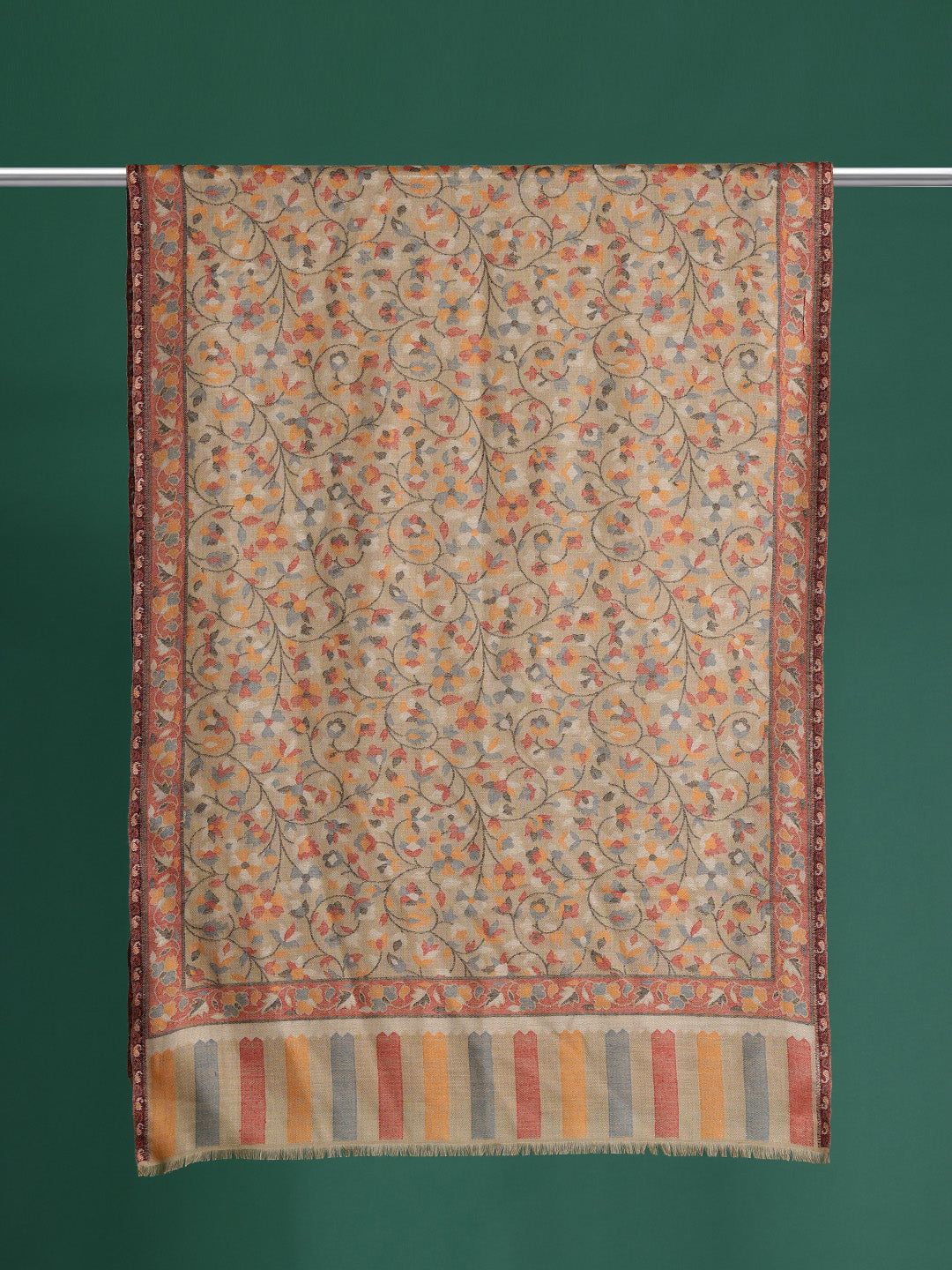 Beige Floral Kashmiri Stole