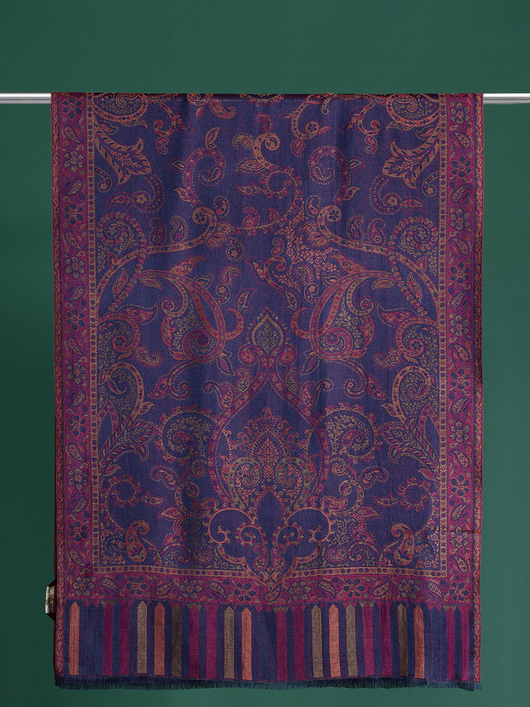 Women Purple Ethnic Motifs Woven Design Modal Stole