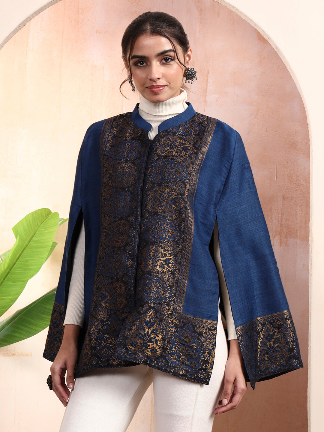 Arohi Blue kaani Cape Jacket