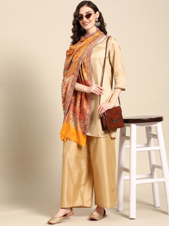 Mustard Jamawar Stole