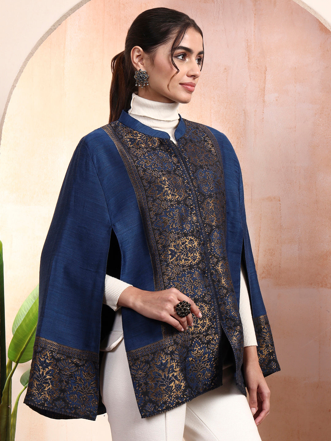 Arohi Blue kaani Cape Jacket