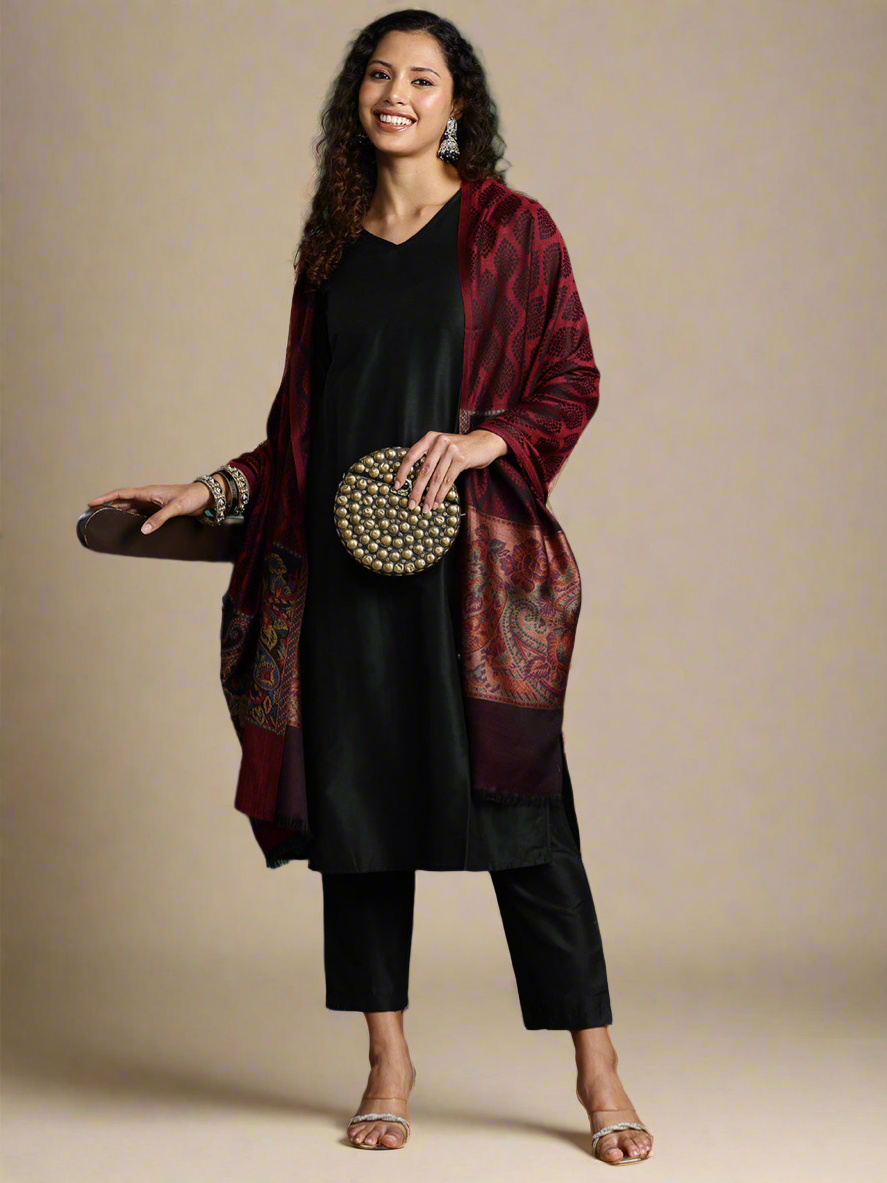 Maroon Kashmiri Palla Stole