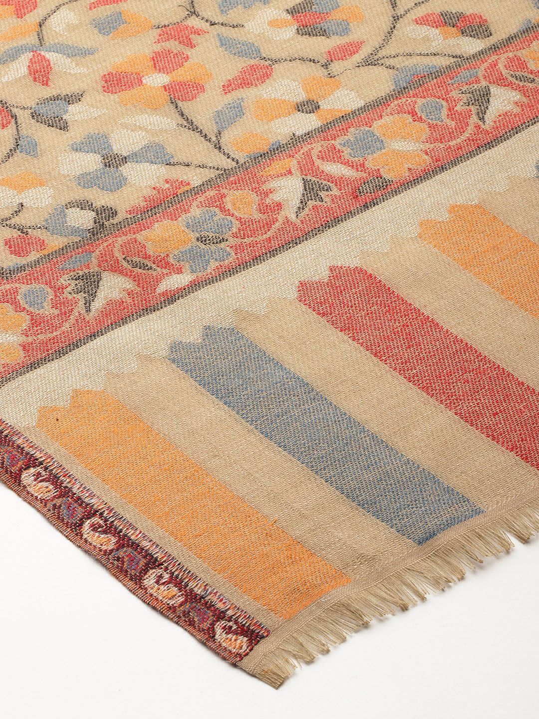 Beige Floral Kashmiri Stole