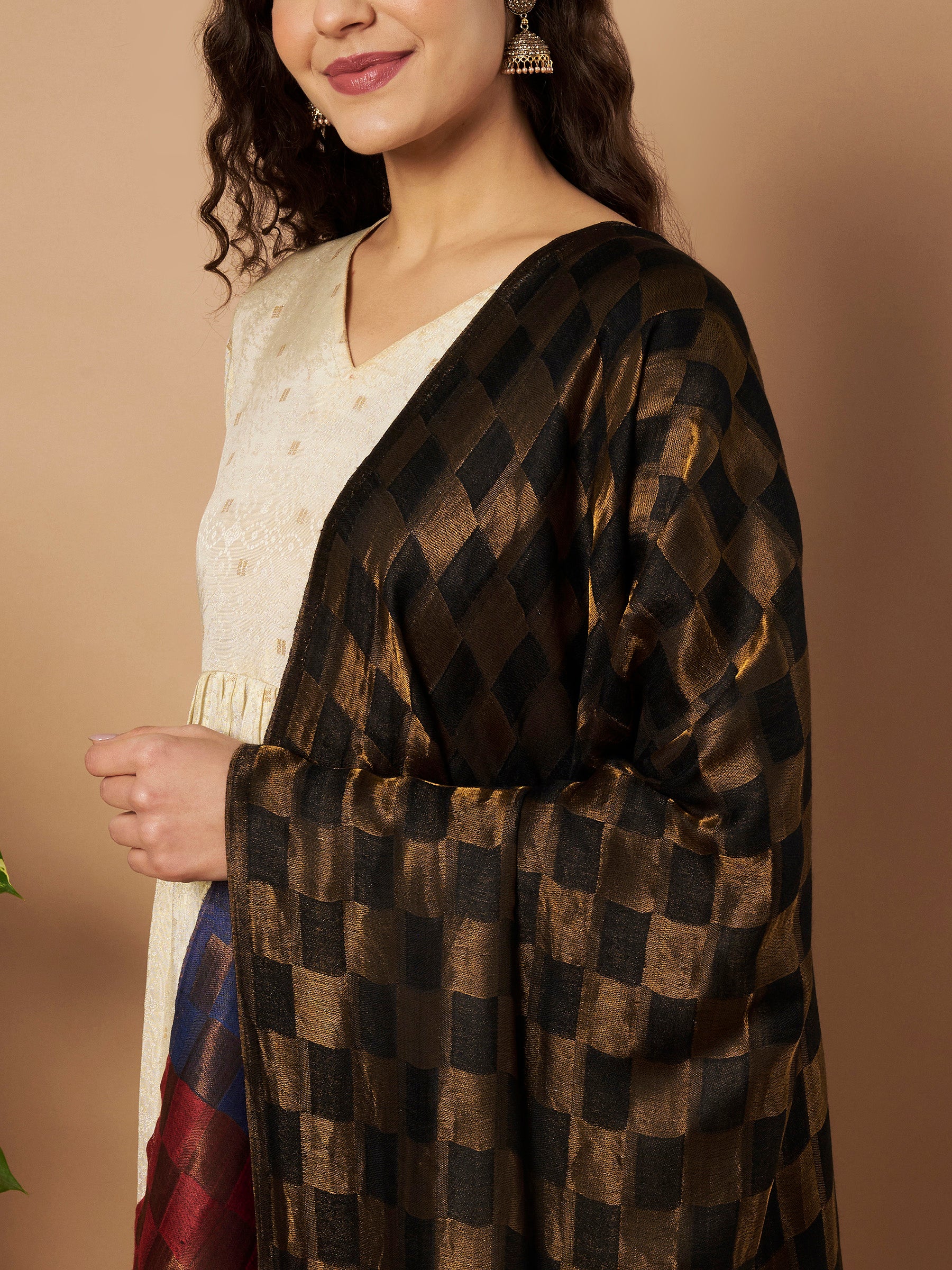 Zari Geometric Reversible Stole