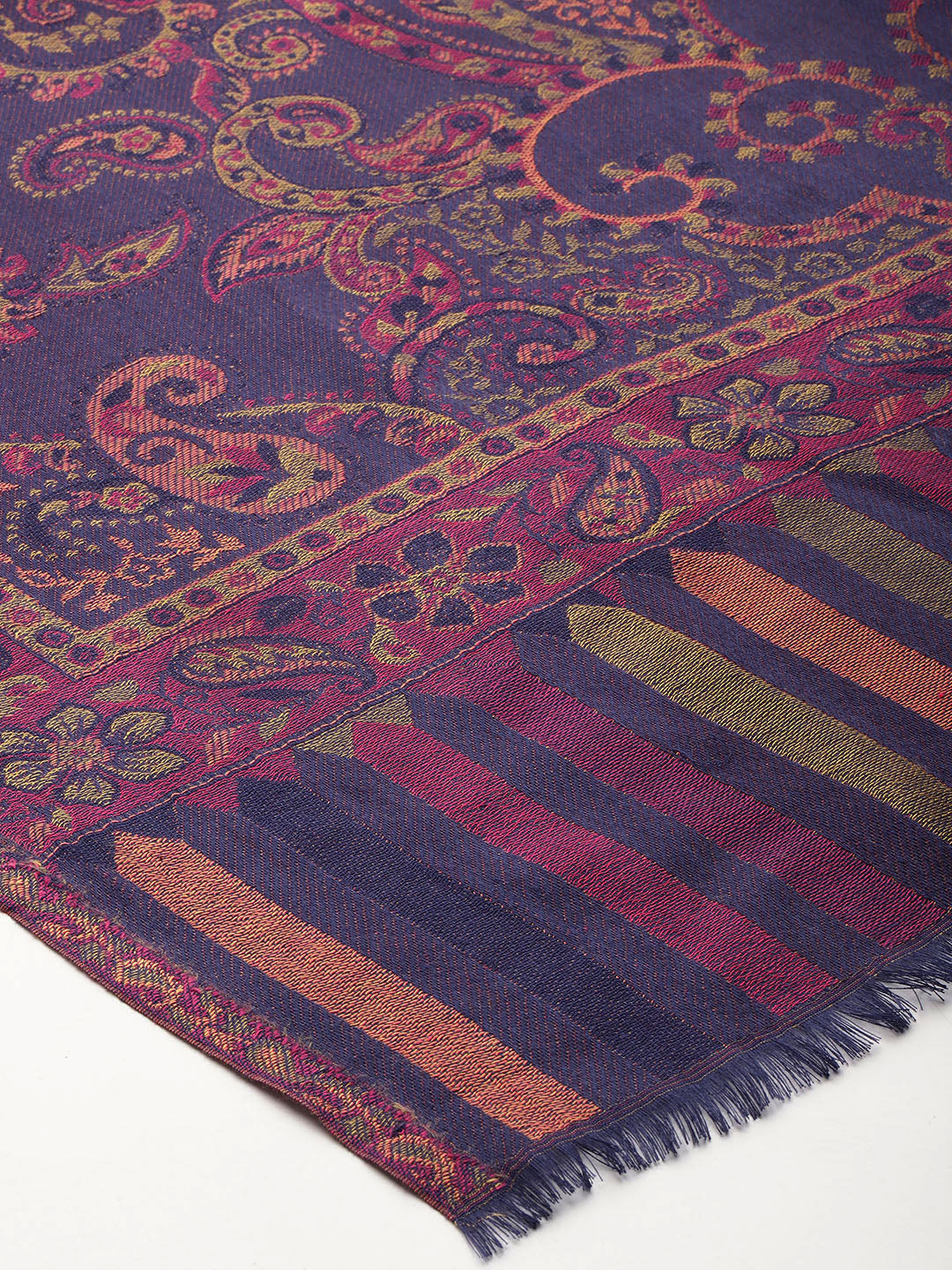 Women Purple Ethnic Motifs Woven Design Modal Stole