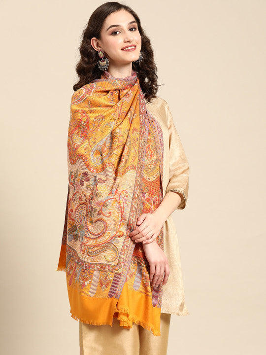 Mustard Jamawar Stole