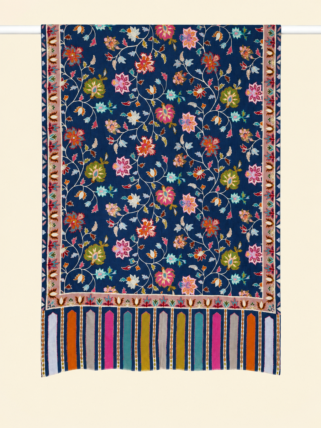 Blue Kalamkari Geometric Stole