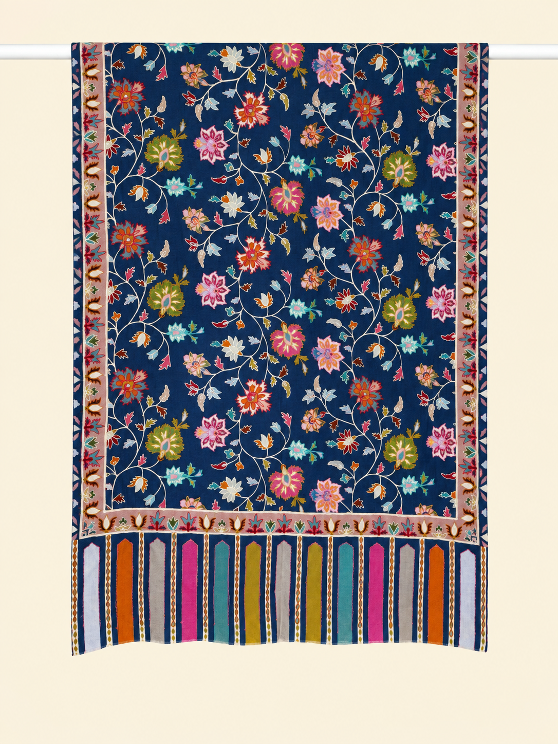 Blue Kalamkari Geometric Stole