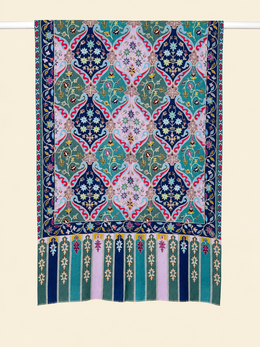 Blue Kalamkari Geometric Stole