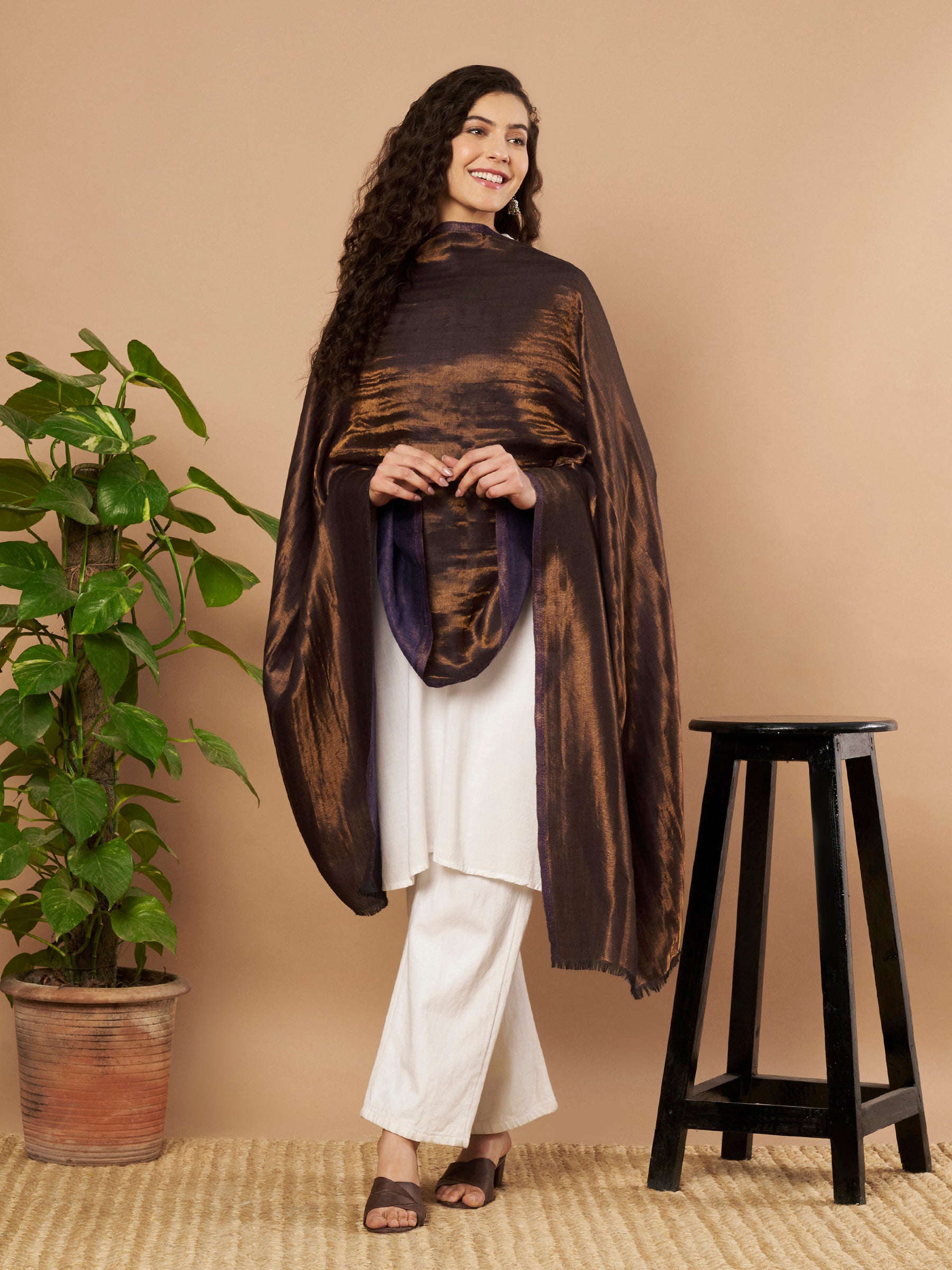 Zari Reversible Stole - Blue