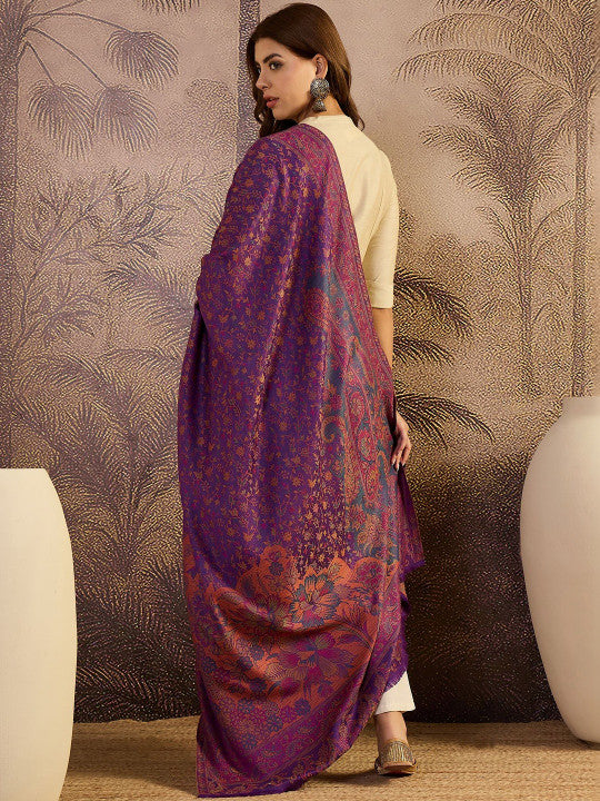 Women Floral Woven Design Shawl
