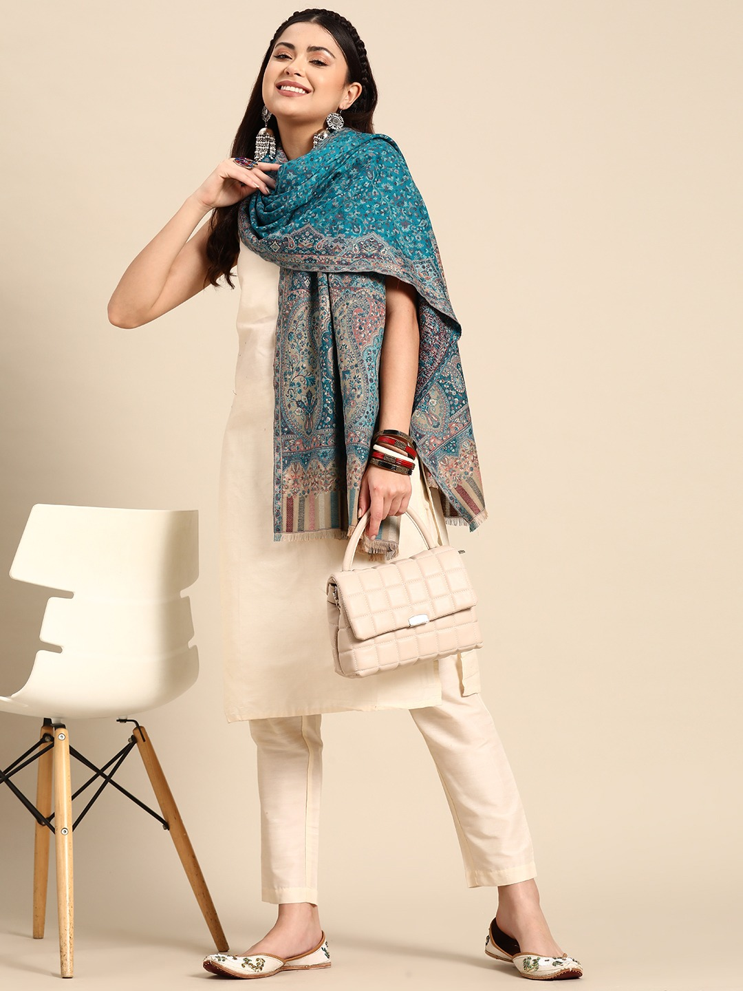 Ethnic Ferozi Motifs Stole