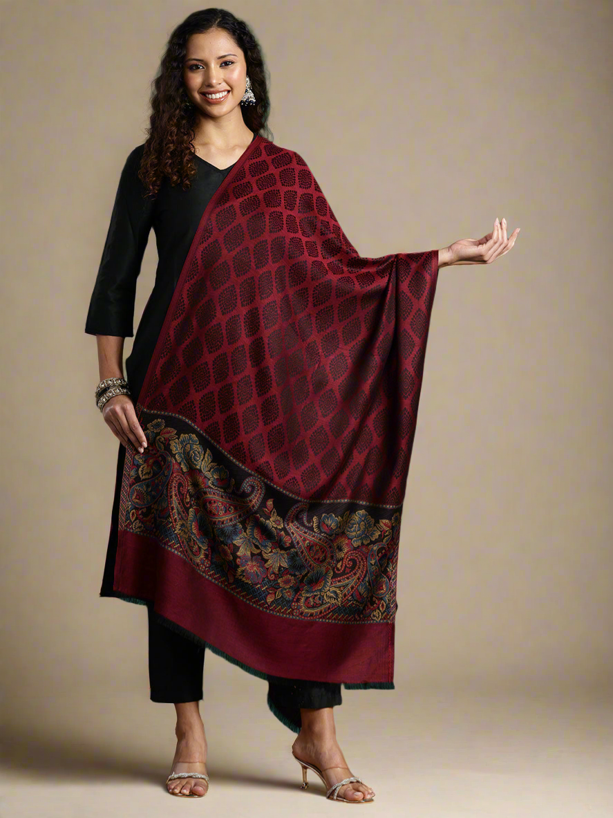 Maroon Kashmiri Palla Stole