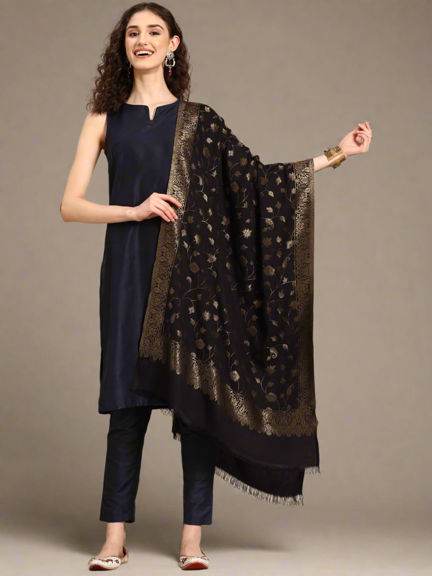 Black Zari Stole