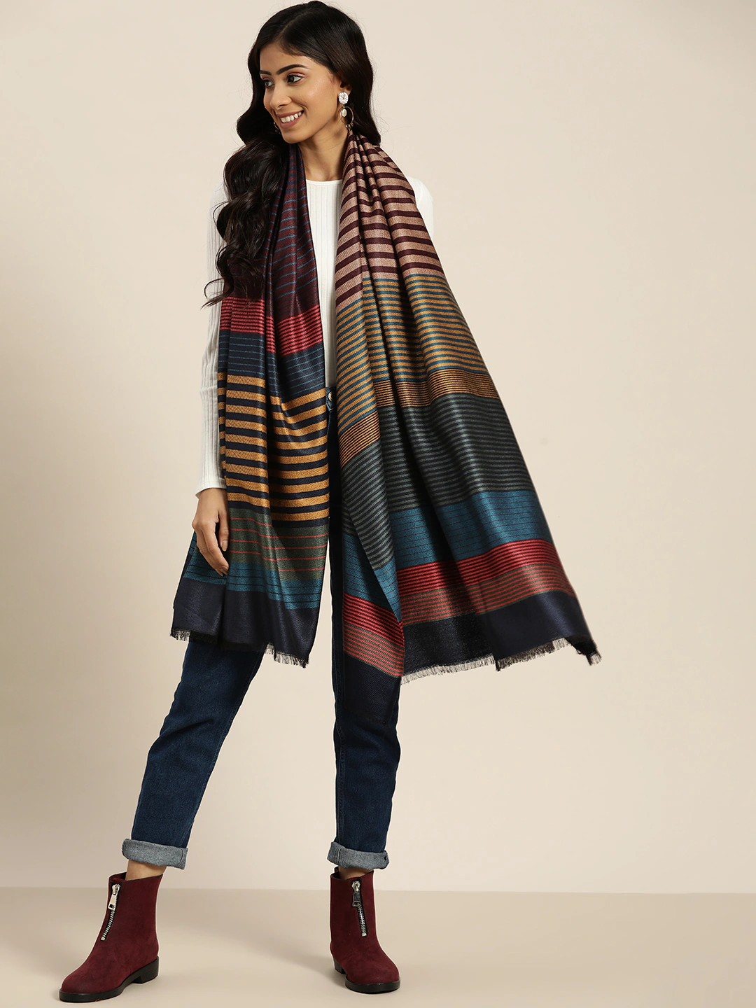 Women Stripe Shawl