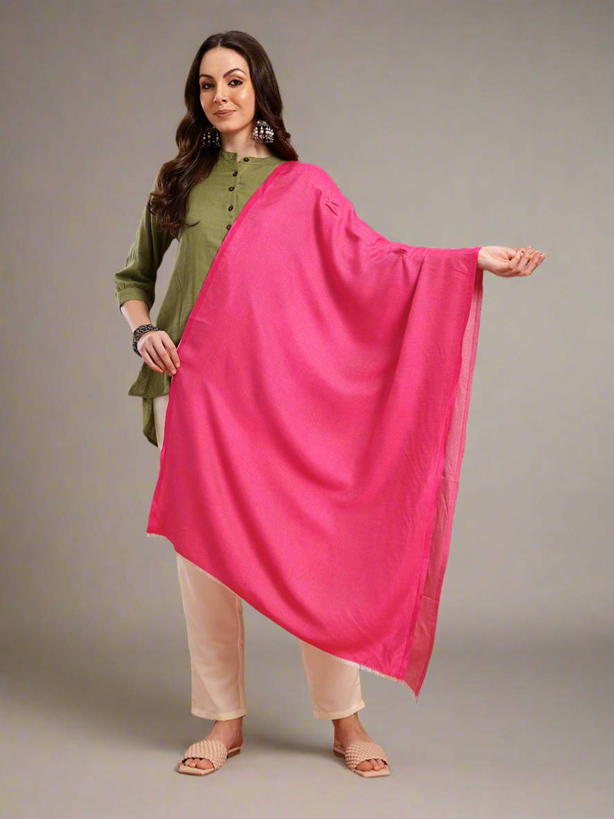 Women Pink Solid Reversible Stole