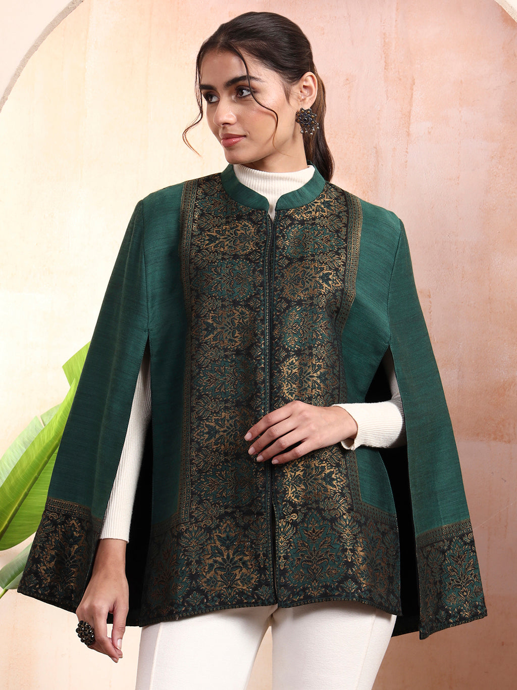 Arohi green kaani cape Jacket