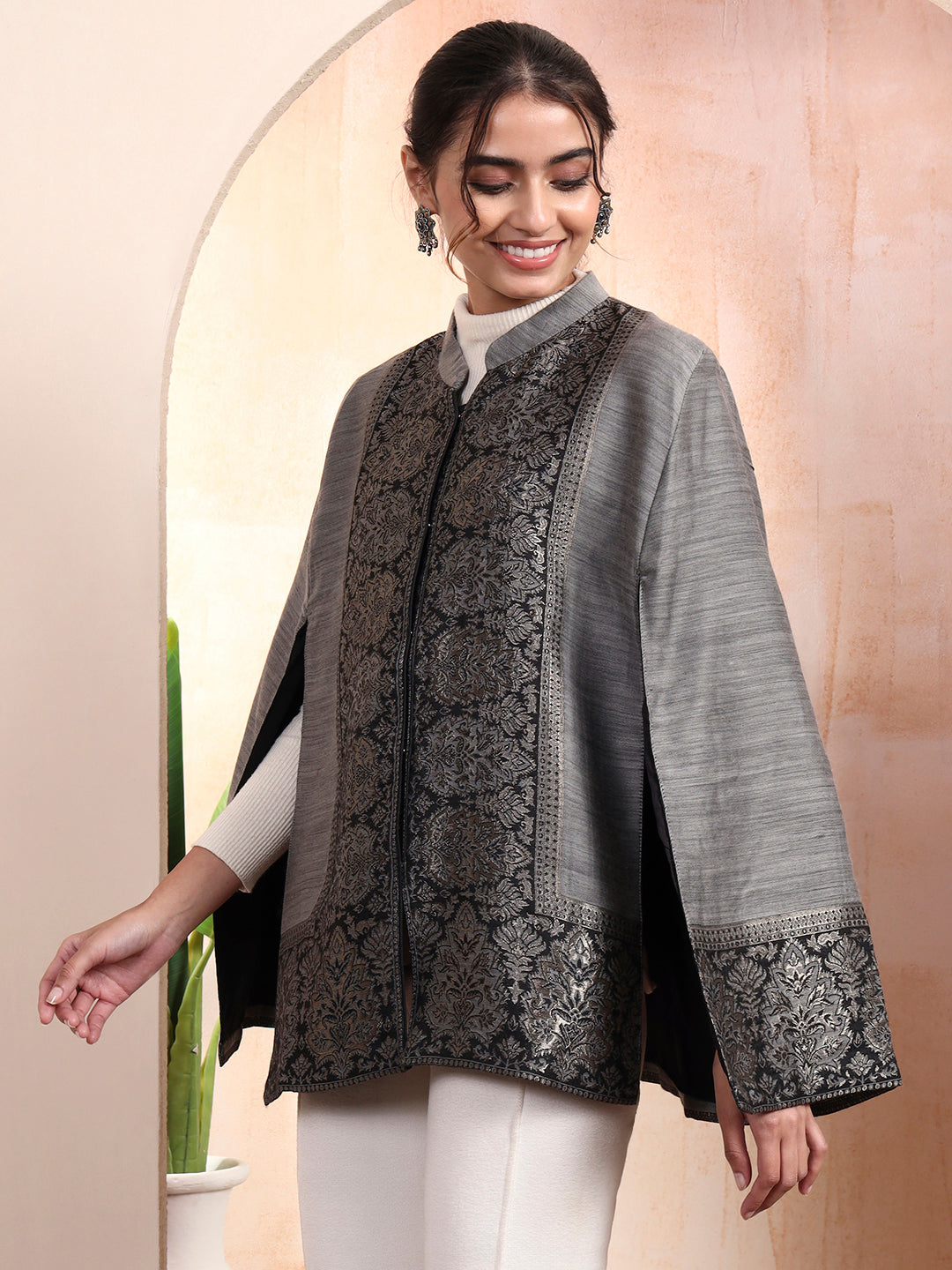 Arohi Grey kaani cape Jacket