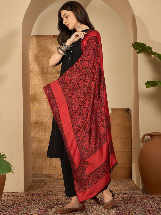 Vasudha Red Kashmiri Reversible Stole