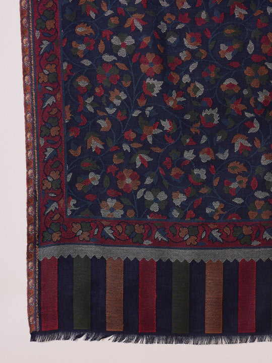 Woven Design Fringed Border Stole