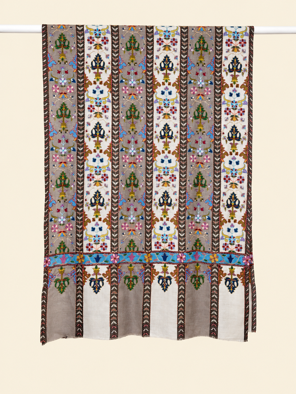 Grey Kalamkari Geometric Stole