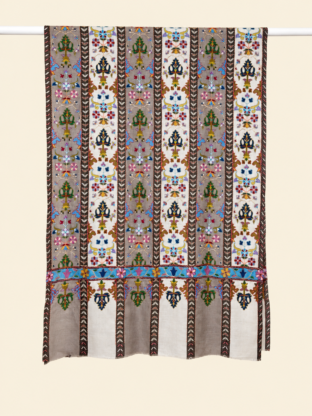 Grey Kalamkari Geometric Stole