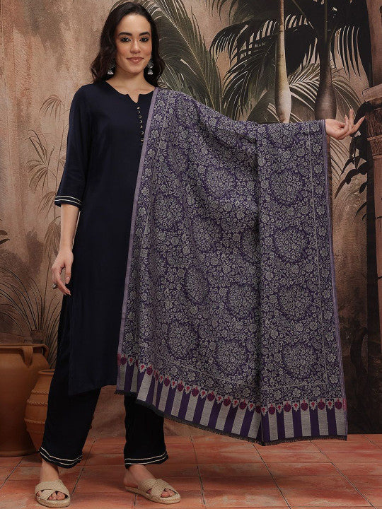 Women Purple Geometric Shawl