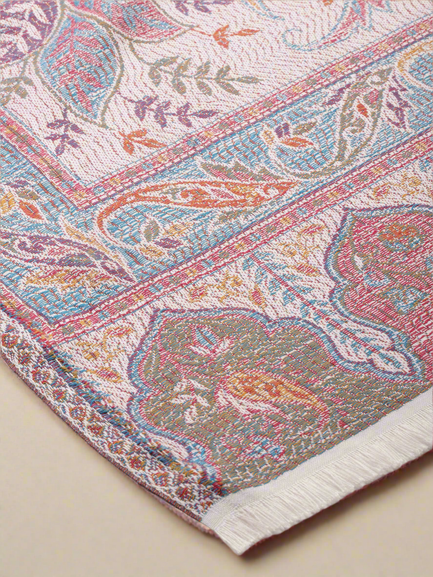 Women White And Pink Woven Design Modal Stole