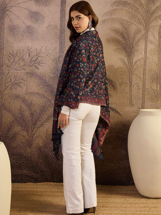 Woven Design Fringed Border Stole