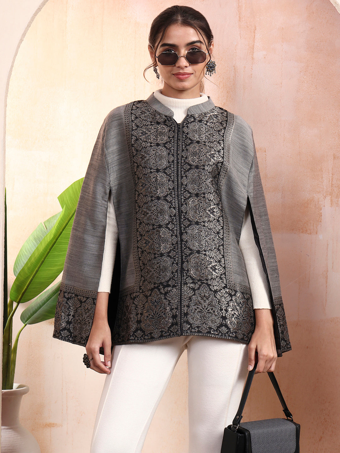 Arohi Grey kaani cape Jacket