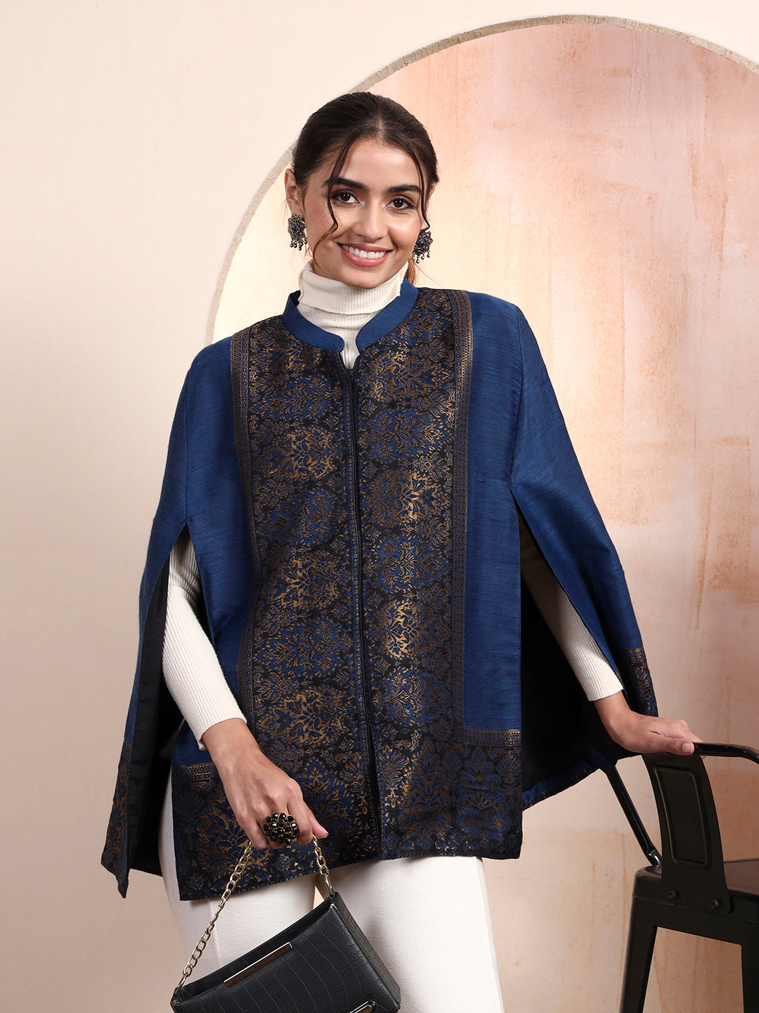 Arohi Blue kaani Cape Jacket