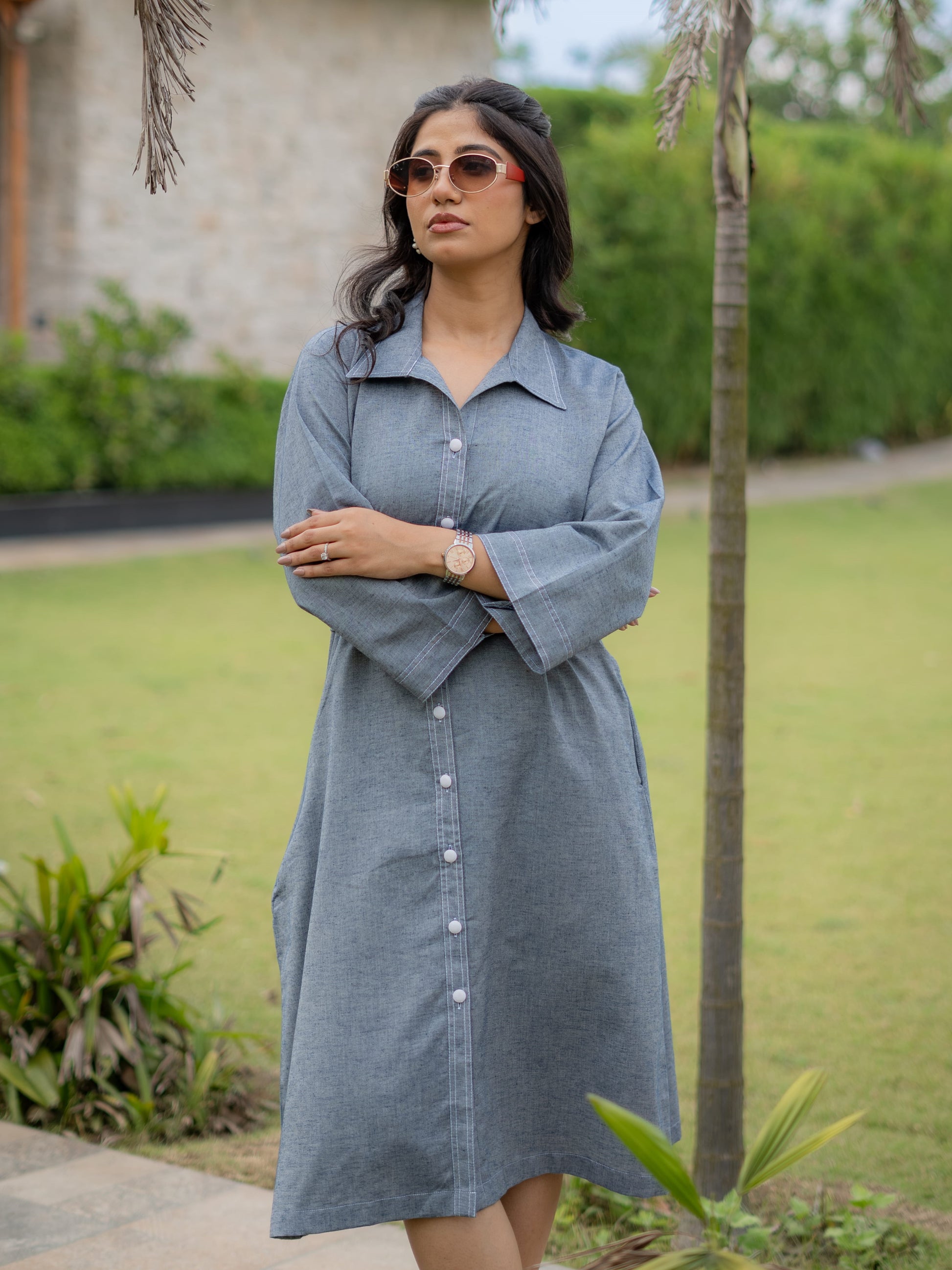 Blue Shirt Dress