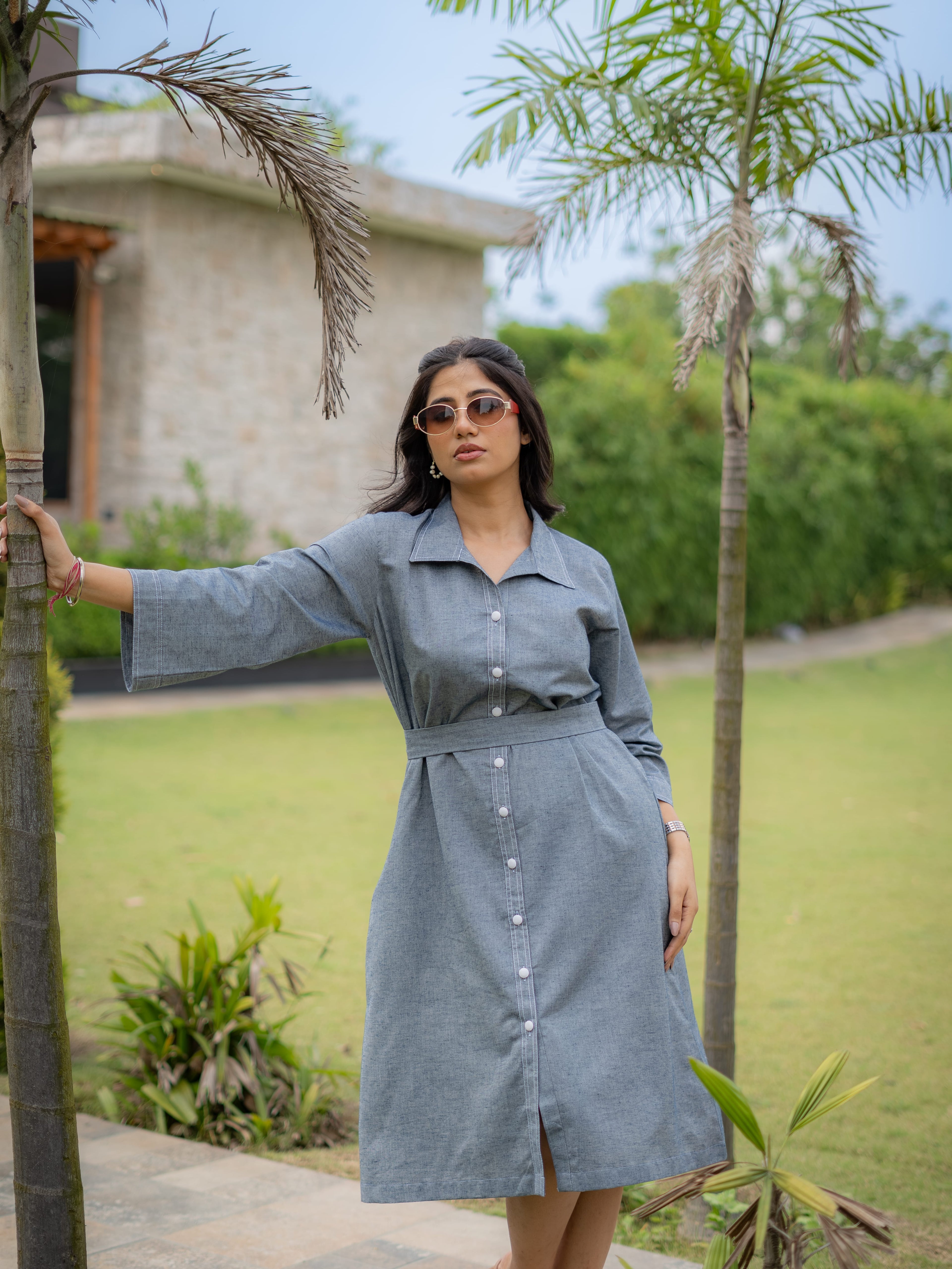 Midnight Mist Shirt Dress