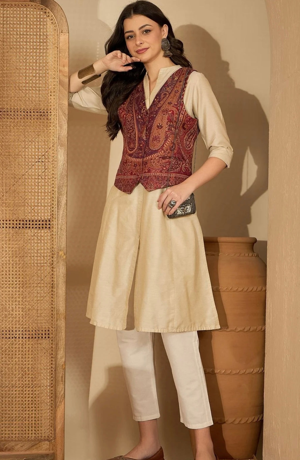 Maroon Beige waistcoat