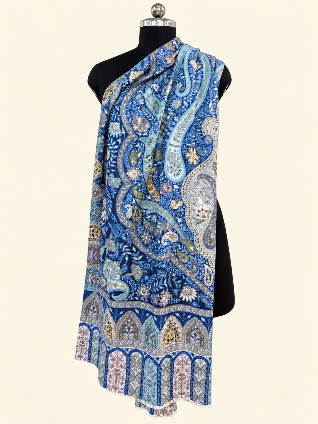 Blue Kalamkari Ethnic Motifs Shawl