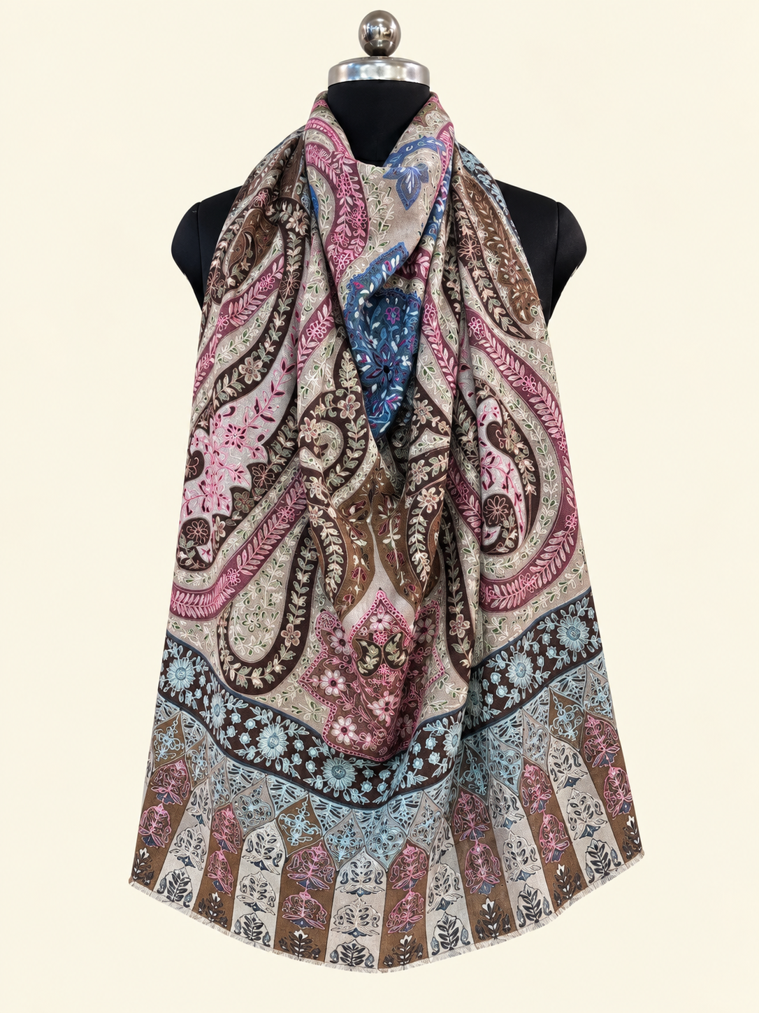 Brown Kalamkari Ethnic Motifs Shawl