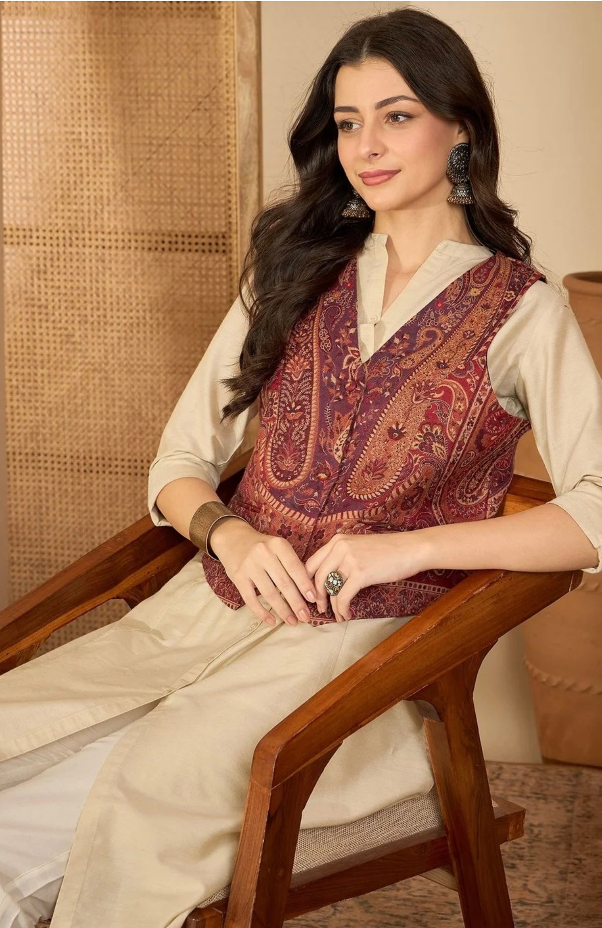 Maroon Beige waistcoat