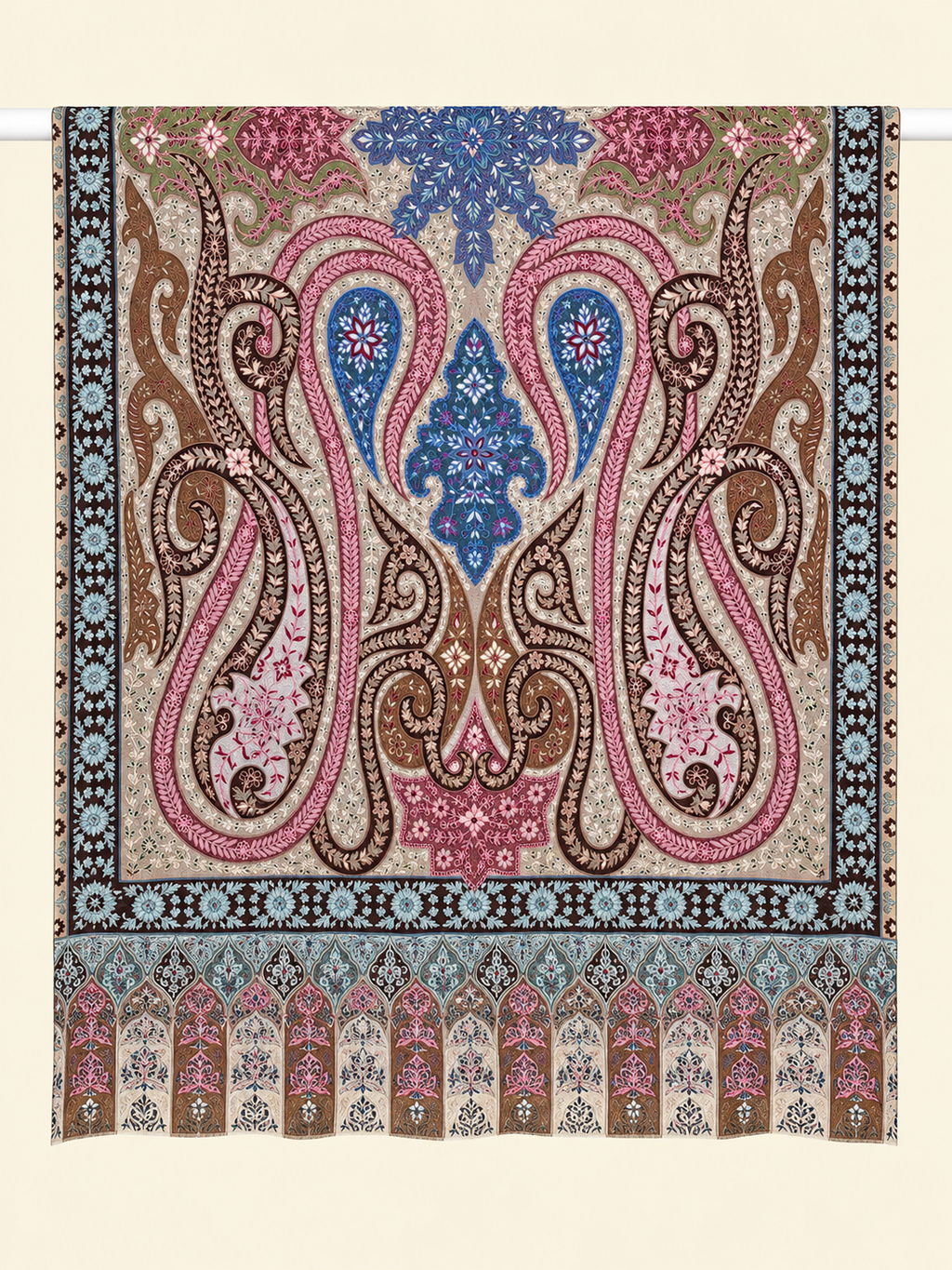 Brown Kalamkari Ethnic Motifs Shawl