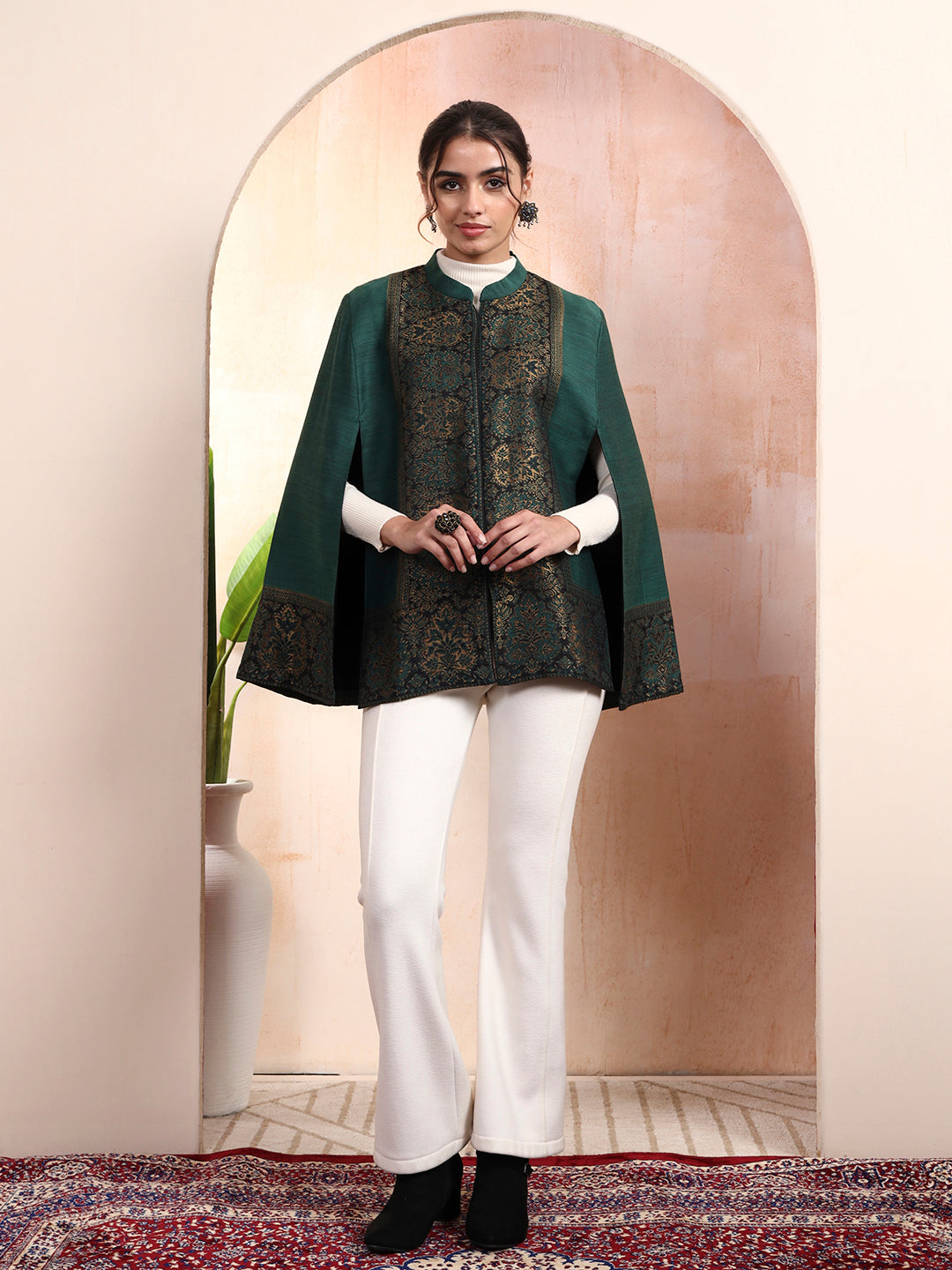 Arohi green kaani cape Jacket