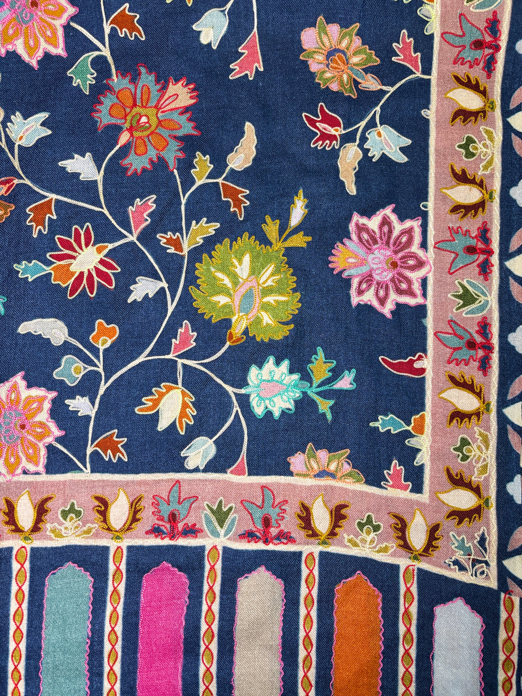 Blue Kalamkari Geometric Stole